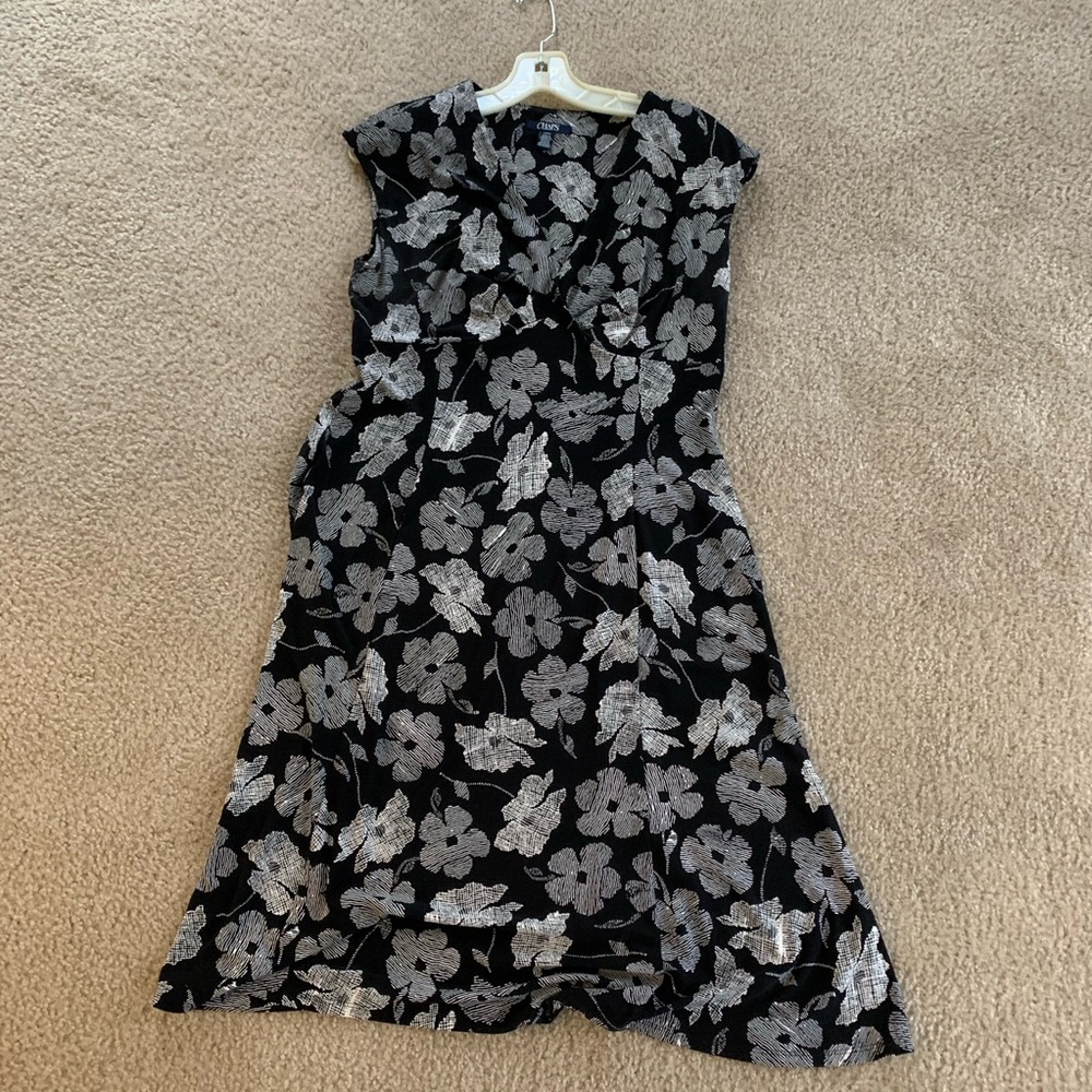 Chaps Black Floral Empire Faux Wrap Dress - Picture 6 of 6
